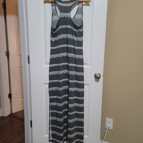 Mossimo | Gray Stripe Side Slit Maxi Dress - Picture 3 of 7